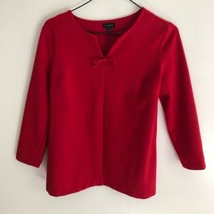 NWOT Red 3/4 length top with bow from Talbots XS